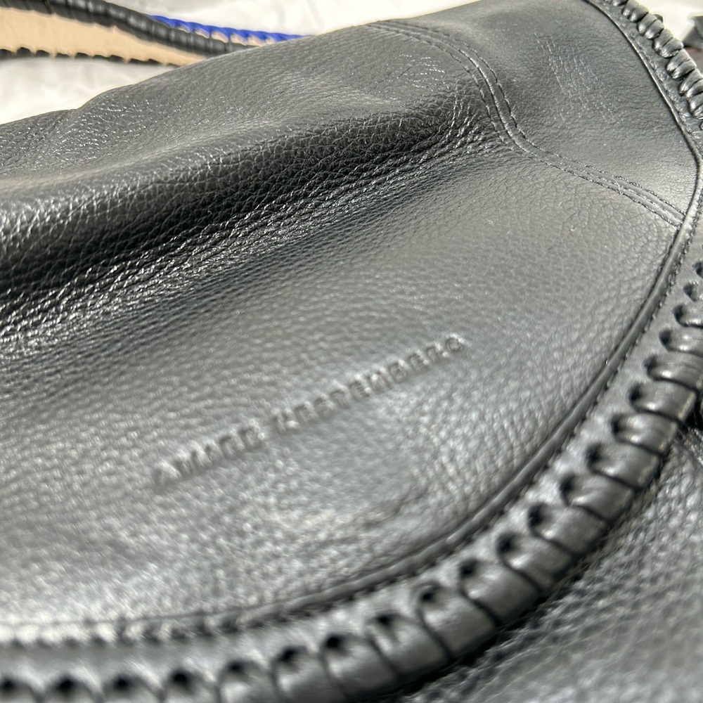 Aimee Kestenberg Black Leather Shoulder Bag with Blue Accent Strap - Picture 5 of 16